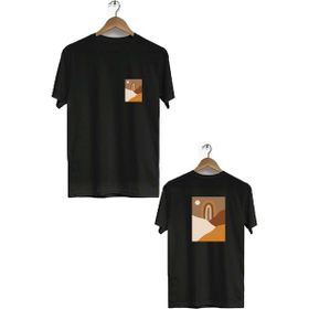 Hero Tasarım BLL649 Siyah Marjinal Ön Arka Baskılı Bisiklet Yaka Erkek T-shirt