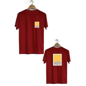 Hero Tasarım BLL653 Bordo Geometrik Ön Arka Baskılı Bisiklet Yaka Erkek T-shirt