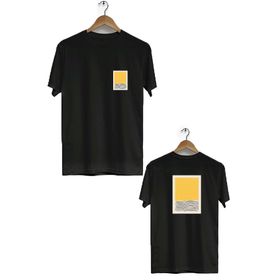 Hero Tasarım BLL653 Siyah Geometrik Ön Arka Baskılı Bisiklet Yaka Erkek T-shirt