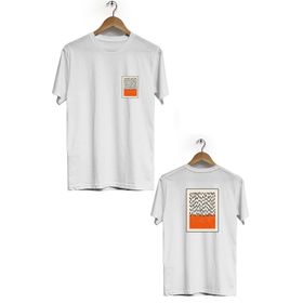 Hero Tasarım BLL654 Beyaz Geometrik Ön Arka Baskılı Bisiklet Yaka Erkek T-shirt