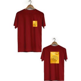 Hero Tasarım BLL666 Bordo Morning Menu Ön Arka Baskılı Bisiklet Yaka Kısa Kollu Erkek T-shirt