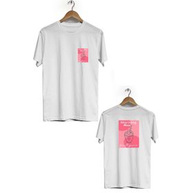 Hero Tasarım BLL667 Beyaz Morning Menu Ön Arka Baskılı Bisiklet Yaka Kısa Kollu Erkek T-shirt