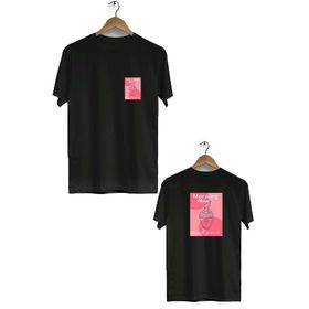 Hero Tasarım BLL667 Siyah Morning Menu Ön Arka Baskılı Bisiklet Yaka Kısa Kollu Erkek T-shirt