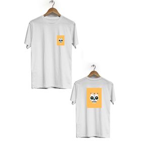 Hero Tasarım BLL669 Beyaz Kuru Kafa Ön Arka Baskılı Bisiklet Yaka Kısa Kollu Erkek T-shirt