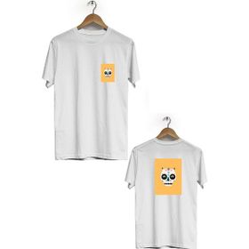Hero Tasarım BLL669 Beyaz Kuru Kafa Ön Arka Baskılı Bisiklet Yaka Kısa Kollu Erkek T-shirt
