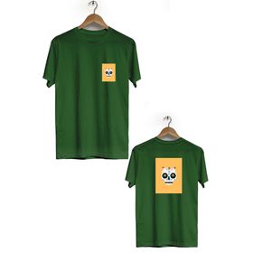 Hero Tasarım BLL669 Haki Kuru Kafa Ön Arka Baskılı Bisiklet Yaka Kısa Kollu Erkek T-shirt