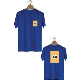 Hero Tasarım BLL669 Lacivert Kuru Kafa Ön Arka Baskılı Bisiklet Yaka Kısa Kollu Erkek T-shirt
