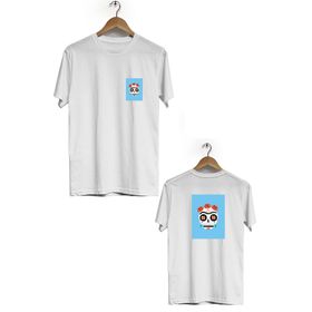 Hero Tasarım BLL670 Beyaz Kuru Kafa Ön Arka Baskılı Bisiklet Yaka Kısa Kollu Erkek T-shirt
