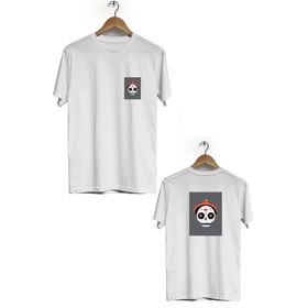 Hero Tasarım BLL671 Beyaz Kuru Kafa Ön Arka Baskılı Bisiklet Yaka Kısa Kollu Erkek T-shirt