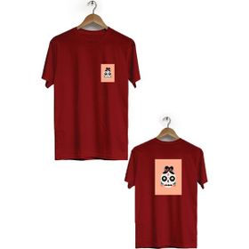 Hero Tasarım BLL672 Bordo Kuru Kafa Ön Arka Baskılı Bisiklet Yaka Kısa Kollu Erkek T-shirt
