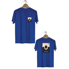 Hero Tasarım BLL673 Lacivert Kahve Ön Arka Baskılı Bisiklet Yaka Kısa Kollu Erkek T-shirt