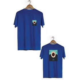 Hero Tasarım BLL674 Lacivert Kahve Ön Arka Baskılı Bisiklet Yaka Kısa Kollu Erkek T-shirt