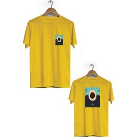 Hero Tasarım BLL674 Sarı Kahve Ön Arka Baskılı Bisiklet Yaka Kısa Kollu Erkek T-shirt
