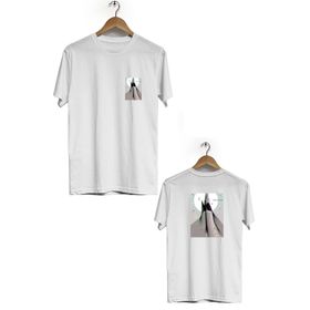 Hero Tasarım BLL683 Beyaz Marjinal Ön Arka Baskılı Bisiklet Yaka Erkek T-shirt