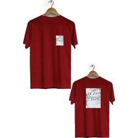 Hero Tasarım BLL684 Bordo Marjinal Ön Arka Baskılı Bisiklet Yaka Kısa Kollu Erkek T-shirt