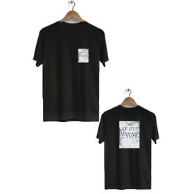 Hero Tasarım BLL684 Siyah Marjinal Ön Arka Baskılı Bisiklet Yaka Kısa Kollu Erkek T-shirt