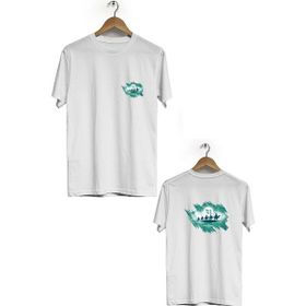 Hero Tasarım BLL696 Beyaz Hicri Takvim Ön Arka Baskılı Bisiklet Yaka Erkek T-shirt