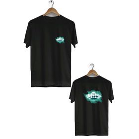 Hero Tasarım BLL696 Siyah Hicri Takvim Ön Arka Baskılı Bisiklet Yaka Erkek T-shirt