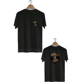 Hero Tasarım BLL698 Siyah Kabe Ön Arka Baskılı Bisiklet Yaka Erkek T-shirt