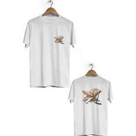 Hero Tasarım BLL700 Beyaz Kuran Ön Arka Baskılı Bisiklet Yaka Kısa Kollu Erkek T-shirt