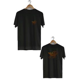 Hero Tasarım BLL700 Siyah Kuran Ön Arka Baskılı Bisiklet Yaka Kısa Kollu Erkek T-shirt