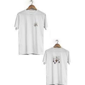 Hero Tasarım BLL704 Beyaz Motif Ön Arka Baskılı Bisiklet Yaka Erkek T-shirt
