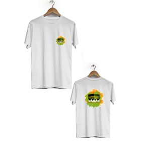 Hero Tasarım BLL710 Beyaz Kabe Ön Arka Baskılı Bisiklet Yaka Erkek T-shirt
