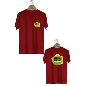 Hero Tasarım BLL710 Bordo Kabe Ön Arka Baskılı Bisiklet Yaka Erkek T-shirt