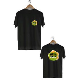 Hero Tasarım BLL710 Siyah Kabe Ön Arka Baskılı Bisiklet Yaka Erkek T-shirt