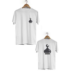 Hero Tasarım BLL716 Beyaz Kubbe Ön Arka Baskılı Bisiklet Yaka Erkek T-shirt