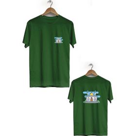 Hero Tasarım BLL724 Haki Mescid-i Aksa Ön Arka Baskılı Bisiklet Yaka Erkek T-shirt