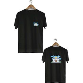 Hero Tasarım BLL724 Siyah Mescid-i Aksa Ön Arka Baskılı Bisiklet Yaka Erkek T-shirt