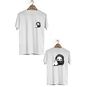Hero Tasarım BLL728 Peçeli Ön Arka Baskılı Bisiklet Yaka Kısa Kol Beyaz Kadın T-shirt