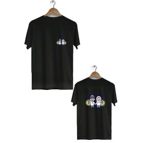 Hero Tasarım BLL733 İbadet Eden Çift Siyah Ön Arka Baskılı Bisiklet Yaka Kısa Kollu Erkek T-shirt