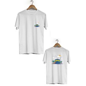 Hero Tasarım BLL734 Beyaz Kabe Ön Arka Baskılı Bisiklet Yaka Erkek T-shirt