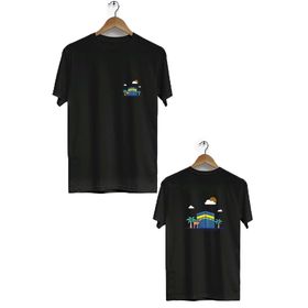Hero Tasarım BLL734 Siyah Kabe Ön Arka Baskılı Bisiklet Yaka Kısa Kollu Erkek T-shirt