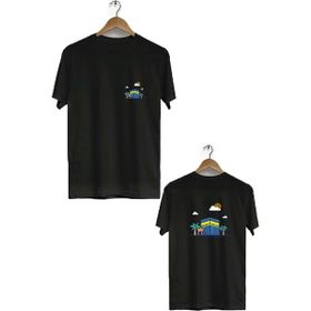 Hero Tasarım BLL734 Siyah Kabe Ön Arka Baskılı Bisiklet Yaka Kısa Kollu Erkek T-shirt