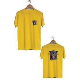 Hero Tasarım BLL739 Sarı Kurt Ön Arka Baskılı Bisiklet Yaka Kısa Kollu Erkek T-shirt