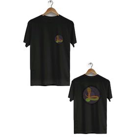 Hero Tasarım BLL748 Siyah Yılan Ön Arka Baskılı Bisiklet Yaka Erkek T-shirt