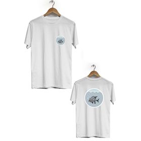 Hero Tasarım BLL755 Beyaz Pirana Ön Arka Baskılı Bisiklet Yaka Kısa Erkek T-shirt
