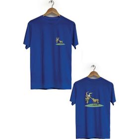 Hero Tasarım BLL758 Lacivert Keçi Ön Arka Baskılı Bisiklet Yaka Kısa Kollu Erkek T-shirt