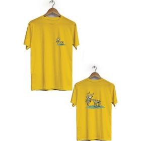 Hero Tasarım BLL758 Sarı Keçi Ön Arka Baskılı Bisiklet Yaka Kısa Kollu Erkek T-shirt