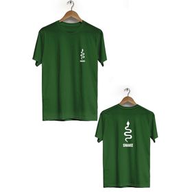 Hero Tasarım BLL771 Haki Yılan Ön Arka Baskılı Bisiklet Yaka Erkek T-shirt