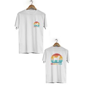 Hero Tasarım BLL805 Beyaz Golden Köpek Ön Arka Baskılı Bisiklet Yaka Kısa Kollu Erkek T-shirt