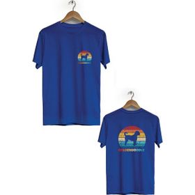 Hero Tasarım BLL805 Lacivert Golden Köpek Ön Arka Baskılı Bisiklet Yaka Kısa Kollu Erkek T-shirt