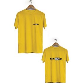 Hero Tasarım BLL853 Sarı Şaşkın Panda Ön Arka Baskılı Bisiklet Yaka Kısa Kollu Erkek T-shirt