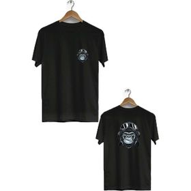 Hero Tasarım BLL861 Siyah Pilot Maymun Ön Arka Baskılı Bisiklet Yaka Erkek T-shirt