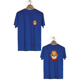 Hero Tasarım BLL863 Lacivert Şapkalı Köpek Ön Arka Baskılı Bisiklet Yaka Kısa Kollu Erkek T-shirt