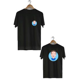 Hero Tasarım BLL873 Siyah Mark Zuckberg Ön Arka Baskılı Bisiklet Yaka Kısa Kollu Erkek T-shirt