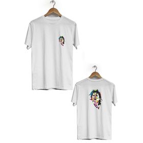 Hero Tasarım BLL879 Beyaz Michael Jackson Ön Arka Baskılı Bisiklet Yaka Kısa Kollu Erkek T-shirt